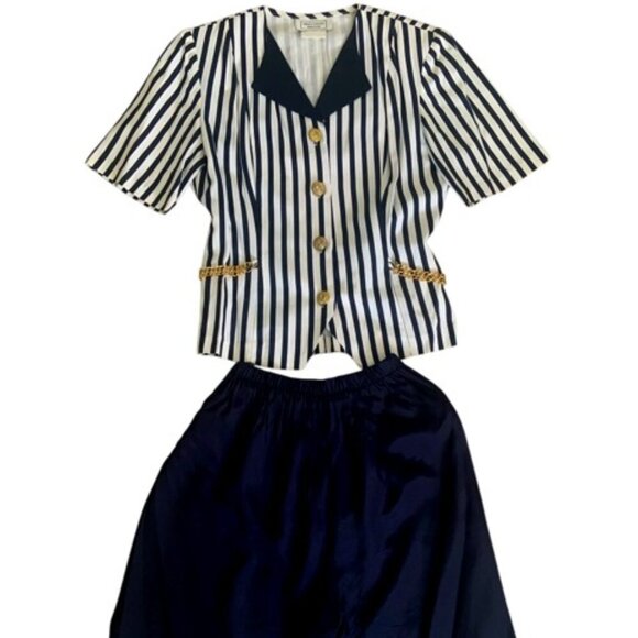 VINTAGE Nautical Blazer & Shorts Set,  Old money,  Coastal Outfit, Classy & Chic - Picture 1 of 10